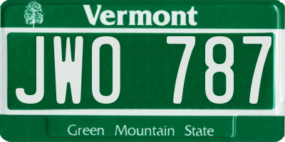 VT license plate JWO787