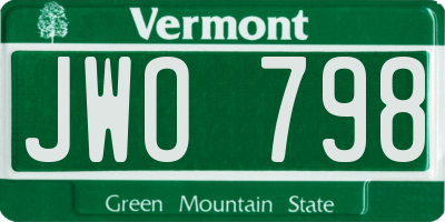 VT license plate JWO798