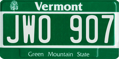 VT license plate JWO907