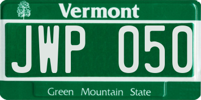 VT license plate JWP050