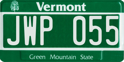 VT license plate JWP055
