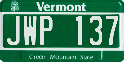 VT license plate JWP137