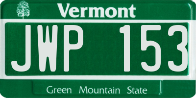 VT license plate JWP153