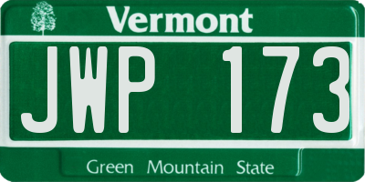 VT license plate JWP173