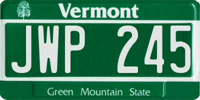 VT license plate JWP245
