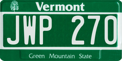 VT license plate JWP270