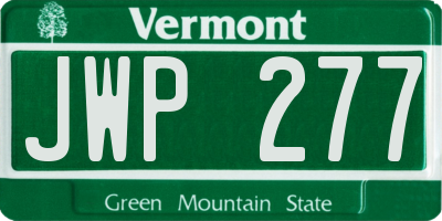 VT license plate JWP277