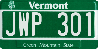 VT license plate JWP301