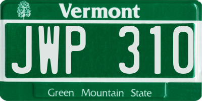 VT license plate JWP310