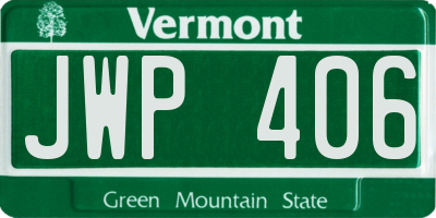 VT license plate JWP406
