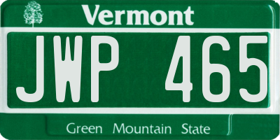 VT license plate JWP465