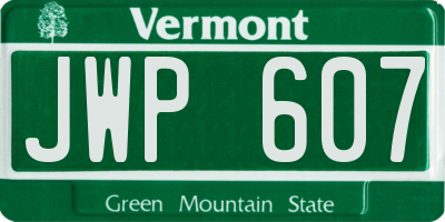 VT license plate JWP607