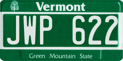 VT license plate JWP622