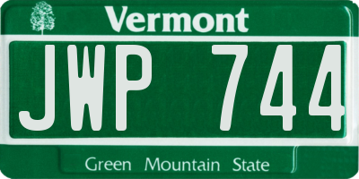 VT license plate JWP744