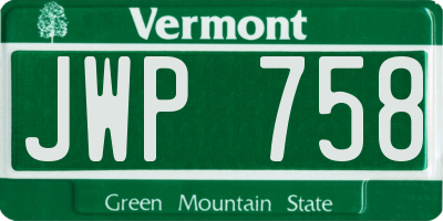 VT license plate JWP758