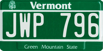 VT license plate JWP796