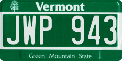 VT license plate JWP943