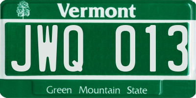 VT license plate JWQ013