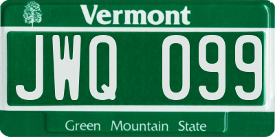 VT license plate JWQ099