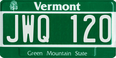 VT license plate JWQ120