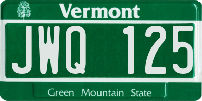 VT license plate JWQ125