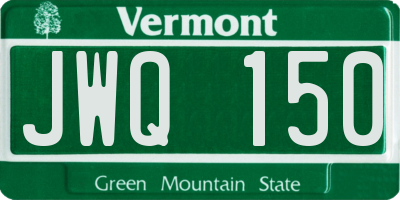 VT license plate JWQ150