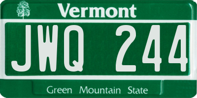 VT license plate JWQ244