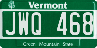 VT license plate JWQ468