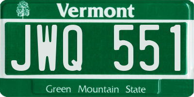 VT license plate JWQ551