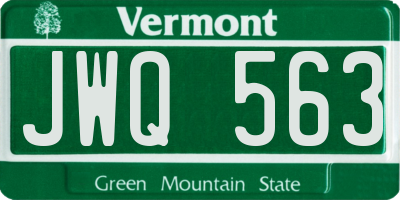 VT license plate JWQ563