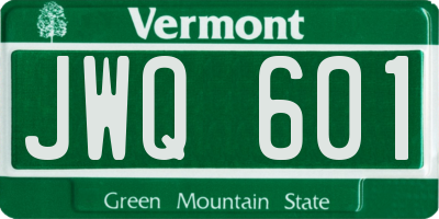 VT license plate JWQ601