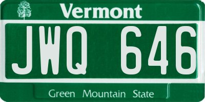 VT license plate JWQ646