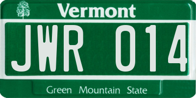 VT license plate JWR014