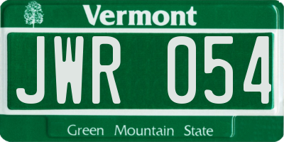 VT license plate JWR054