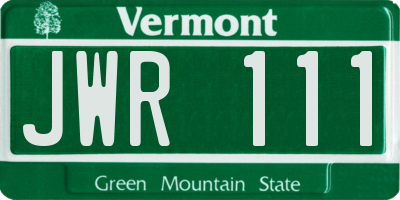 VT license plate JWR111