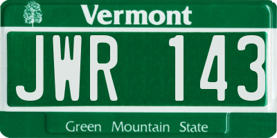 VT license plate JWR143