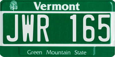 VT license plate JWR165