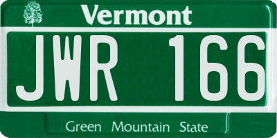 VT license plate JWR166