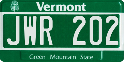 VT license plate JWR202