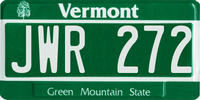 VT license plate JWR272