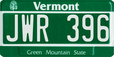 VT license plate JWR396