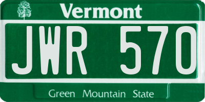 VT license plate JWR570