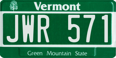 VT license plate JWR571