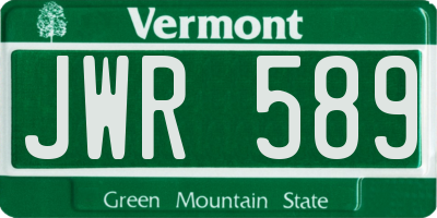 VT license plate JWR589