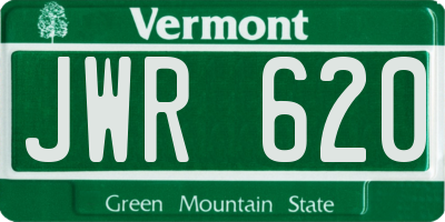 VT license plate JWR620