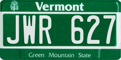 VT license plate JWR627