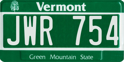 VT license plate JWR754
