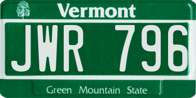 VT license plate JWR796