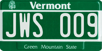VT license plate JWS009