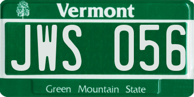 VT license plate JWS056
